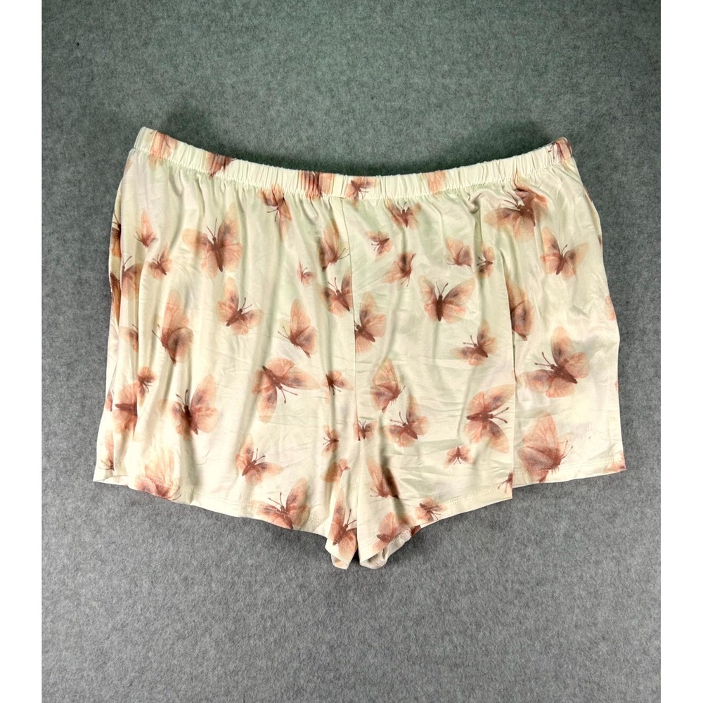 Ambrielle Pajama Set Womens Medium Pink Beige Butterfly Print Stretch Sleepwear - Picture 14 of 16